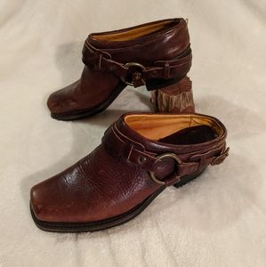 Frye Belted Harness Leather Mules 8.5